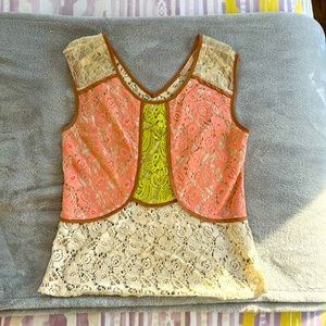 Anthropologie Champagne & Strawberry beautiful top